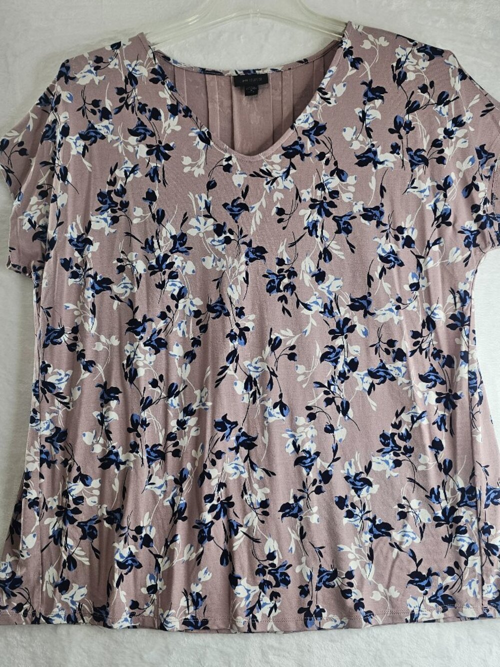 J. Jill Wearever Women Tunic Top V-Neck Floral Size M Petite Short Sleeve Casual